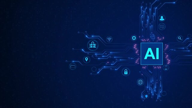 3D Innovative Advanced AI Chip. Human Futuristic Processor. Artificial Intelligence. data service automated technology. Machine learning Cyberspace Cloud Computing Data cyber innovation cyberpunk.