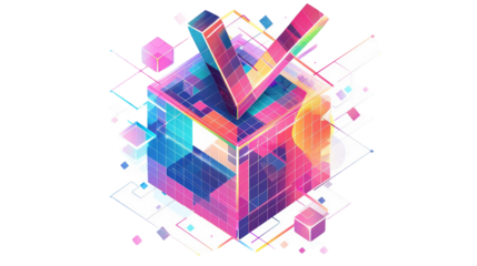 Futuristic Check Box Icon on transparent background PNG.
