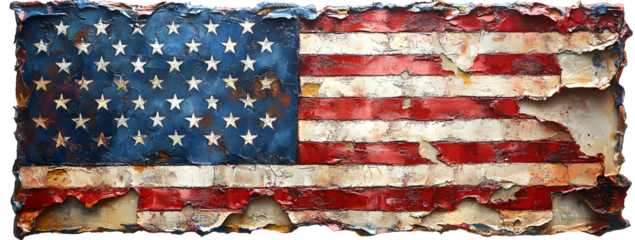 Aged Flag, A Weathered American Flag Isolated on White Background