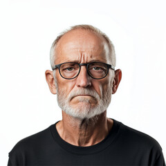 Obraz premium 60 year old Male looking grumpy. Isolated, white background.