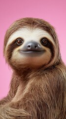 Fototapeta premium Happy sloth portrait. AI.