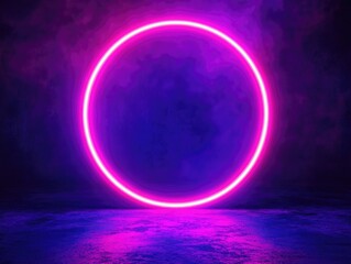 Fototapeta premium Purple Neon Ring in Dark Room