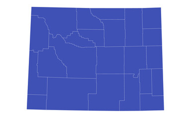 Wyoming administrative map. counties map of Wyoming, blank Wyoming Map, empty map of Wyoming