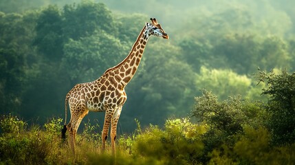 Obraz premium Giraffe in African Savannah. Wildlife, nature, and animal photography.