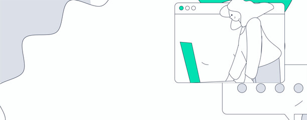 Flat vector illustration of business people operating work scene
