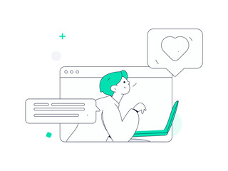 Flat vector illustration of business people operating work scene
