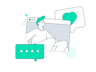 Flat vector illustration of business people operating work scene
