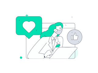 Flat vector illustration of business people operating work scene
