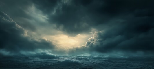 bad weather black cloudy sky with sparkle glowing light in the cloud make ethereal dreamy atmosphere