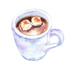 水彩で描いたホットチョコレートのイラスト