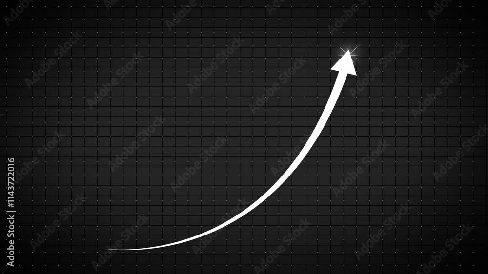 Poster rising arrow transparent channel. business growth arrow and graph chart, business line arrow. glowin