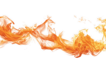 a horizontal band of fire against a transparent background the flames are orange and yellow. with a slight smoky effect the fire is isolated on the transparent background