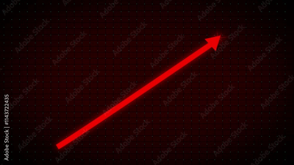 Poster rising arrow transparent channel. business growth arrow and graph chart, business line arrow. glowin