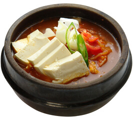 Korean Kimchi Jjigae in Traditional Earthenware Pot