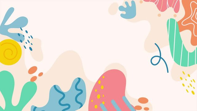 dynamic geometric patterns paired with colorful organic shapes in an abstract composition seamless 4k video background motion pop art design