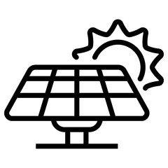 Solar panel icon with line style