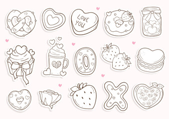 Valentine's Day Sweet Treats Sticker Vector Illustration
