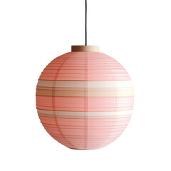 Pink Plaid Paper Lantern Hanging Isolated on White Background