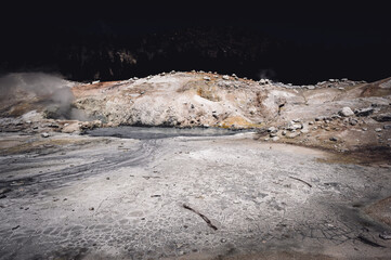 View from within Bumpass Hell hydrothermal area at Lassen Volcanic National Park, California, USA