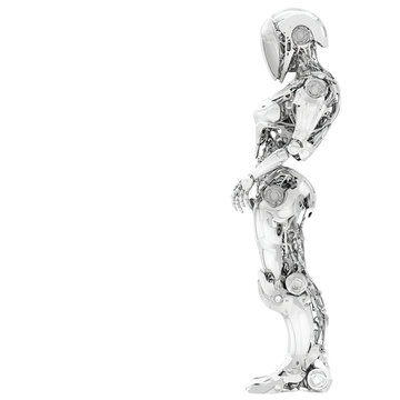 chrome robot standing profile view clip art preview