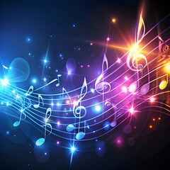 Obraz premium Music notes on a blue background