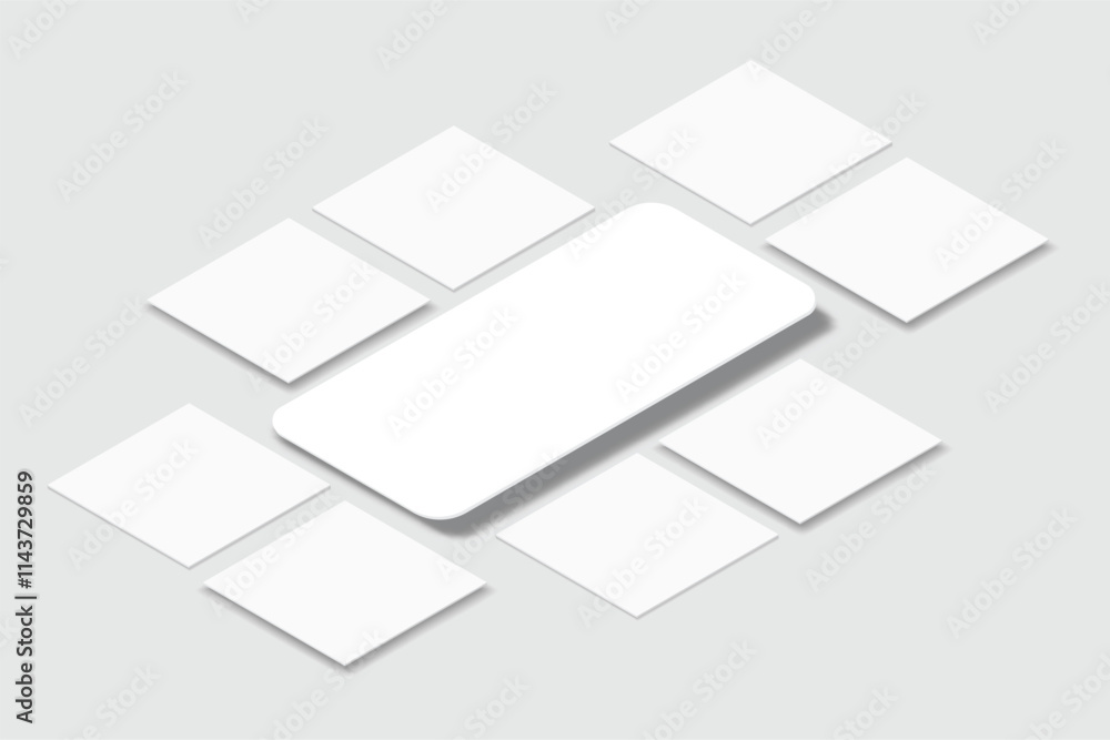 Wall mural social media post interface mockup. social media mobile app page template design for user carousel s