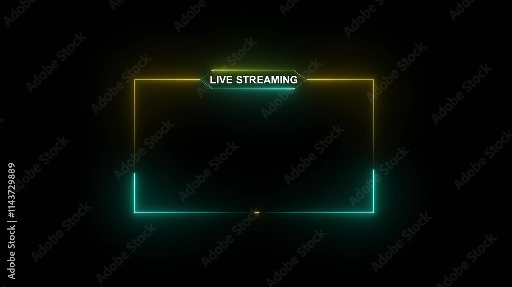 Poster live streaming neon text frame animation box frame neon frame live streaming game live stream overla