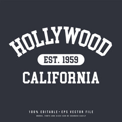 Hollywood text effect vector. Hollywood typography design vector.