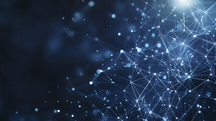 Digital network connections create vibrant blue technology background