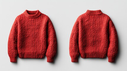 Blank red sweater front and back view. (1)