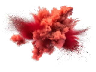 red color explosion isolated on white or transparent png