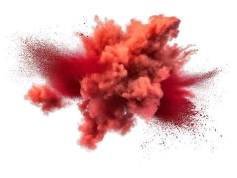 red color explosion isolated on white or transparent png