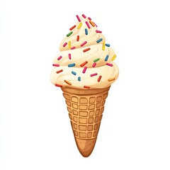 A delicious ice cream cone topped with colorful sprinkles, showcasing a classic dessert that's perfect for warm days.