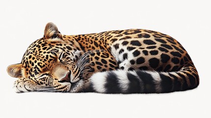 Leopard sleeping isolated and cut out on a transparent background. --ar 