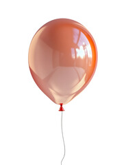 Peach Balloon floats gently against white background, illuminated by sunlight.