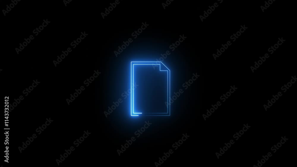 Poster animated document file icon with neon saber effect. glowing neon folder icon isolated. glowing neon 