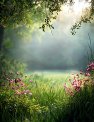 Obraz premium Sunny Field of Flowers Card