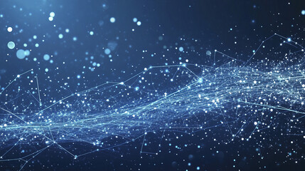 Blue abstract technology background with glowing particles and lines