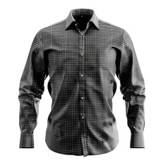 Men's Black and Gray Plaid Long Sleeve Dress Shirt Mockup