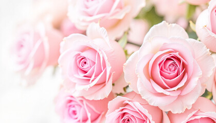 Soft pink roses in close-up arrangement.