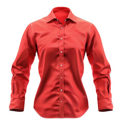 Elegant Red Womens Long Sleeve Button Down Shirt Mockup