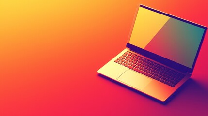 Vibrant laptop with gradient background illuminating modern workspace