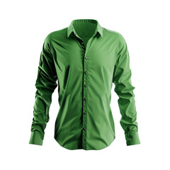 A Detailed Look at a Men's Solid Green LongSleeve Dress Shirt