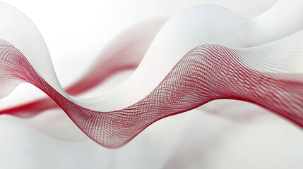 Flowing abstract lines in red and white create dynamic background