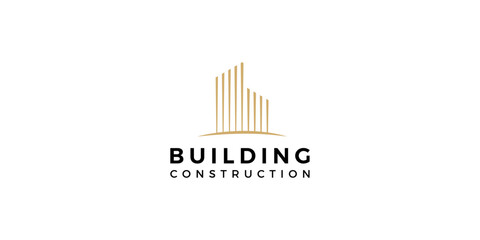Simple building design and construction logo. The symbol for construction, apartment, and architect. premium logo design vector.