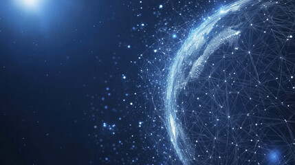 Abstract technology background with global business theme, showcasing interconnected networks