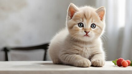 A sweet and innocent kitten portrait, painted in delicate watercolors, capturing the moment of pure joy.