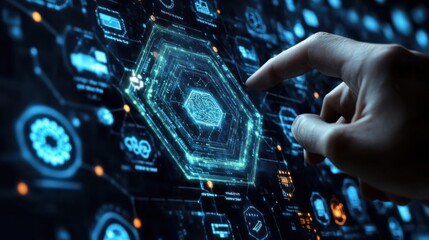 Finger touch electronic screen, AI intelligent concept