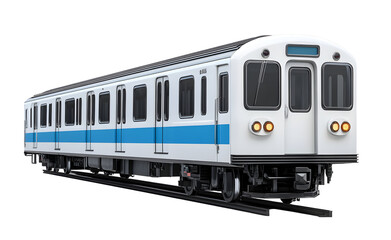 Obraz premium Modern Subway Train on Tracks, Isolated on White Background