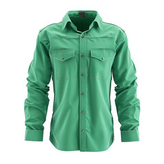 Green Long Sleeve Button Down Shirt with Chest Pockets Mockup